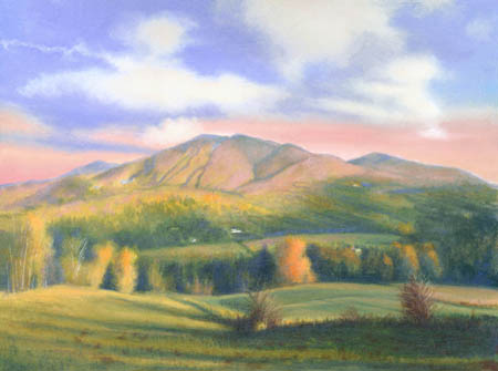 Joanne Noyes, sunlit mountains